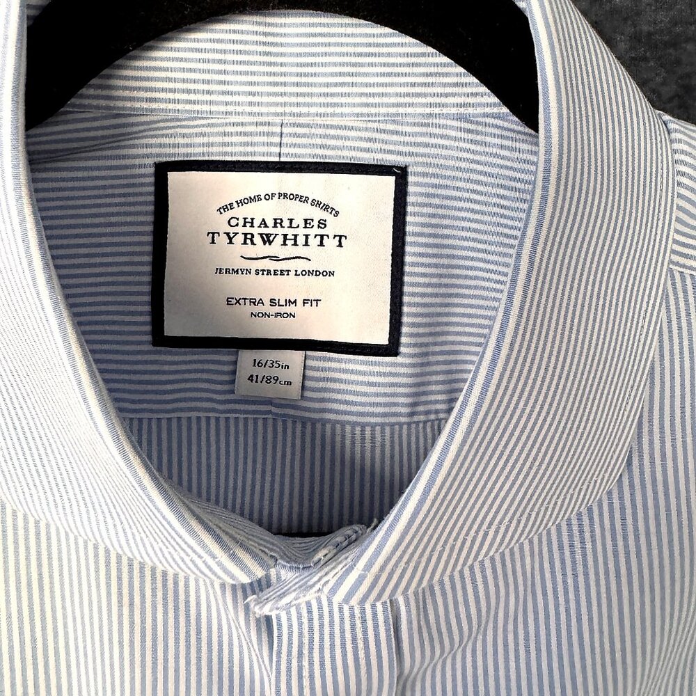 Charles Tyrwhitt Blue Stripe Shirt – Extra Slim Fit – French Cuff – 16 / 41